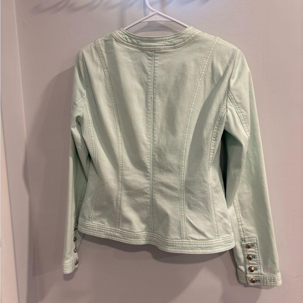 White House Black Market Light Mint Green Jacket Beautifully Military Style - Picture 2 of 16